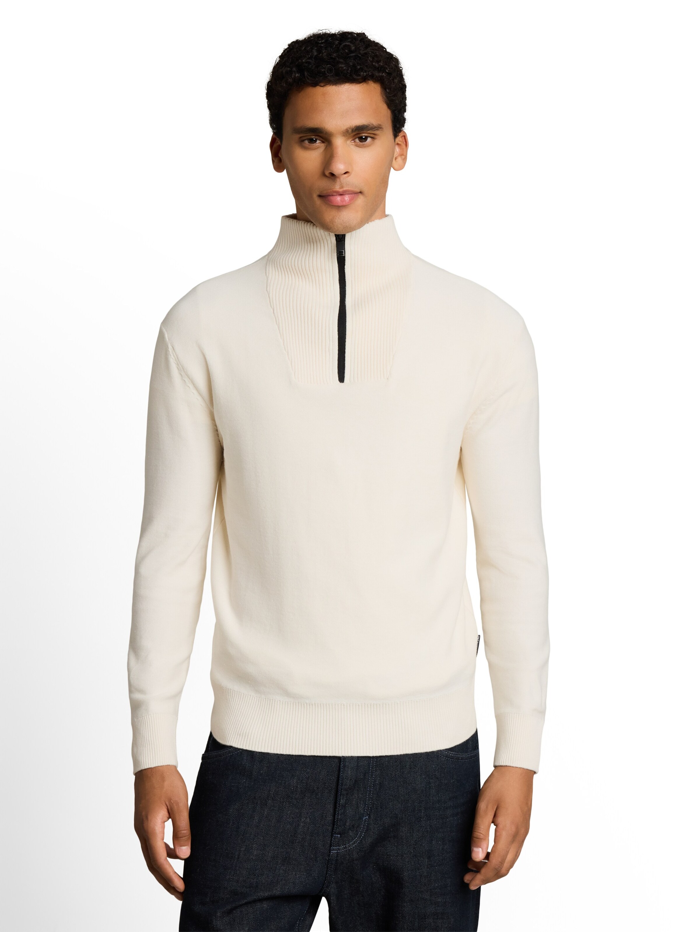 TOM TAILOR DENIM Pullover in Weiß: Vorderseite
