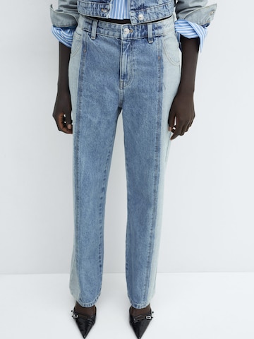 Wide leg Jeans 'Olivia' de la MANGO pe albastru: față