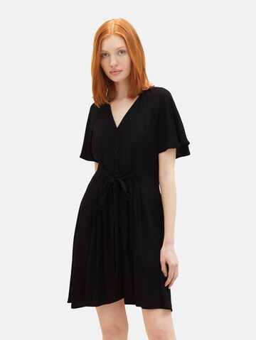TOM TAILOR DENIM Blousejurk in Zwart: voorkant