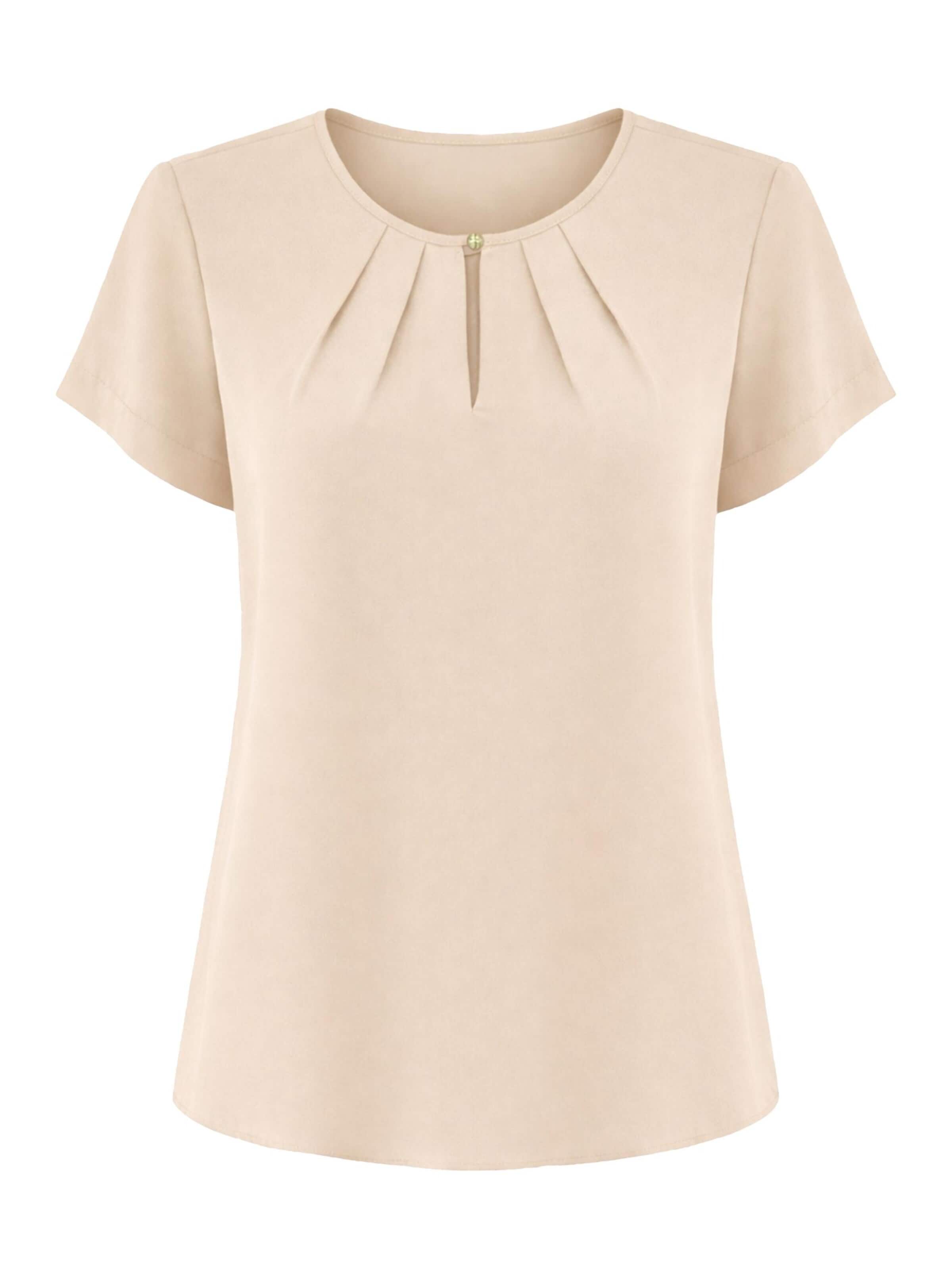 REGINA FASHION Blúzka 'Short Sleeve Blouse with Pleated Neckline' - Béžová: predná strana
