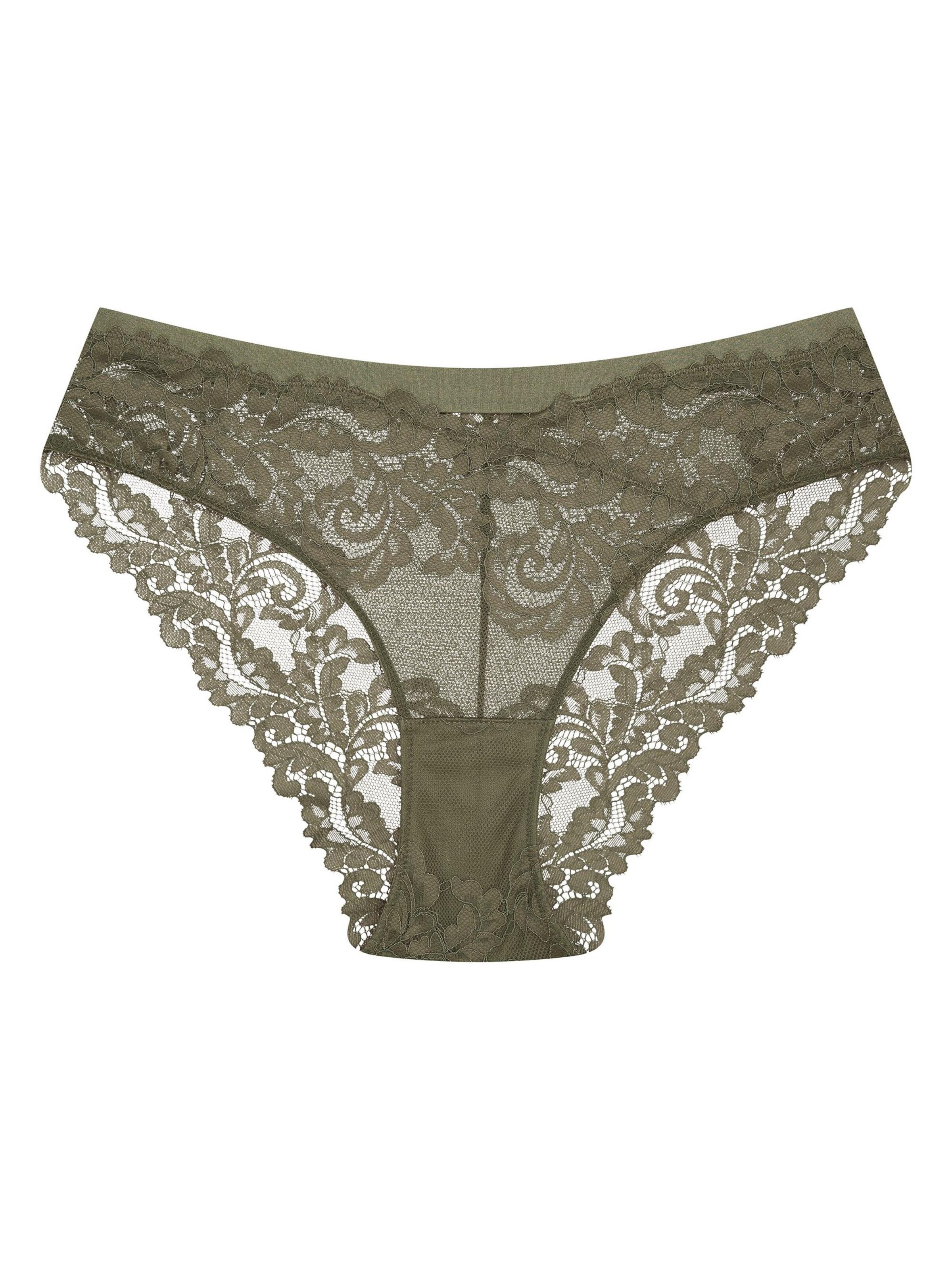 ESOTIQ - Panti 'Slip Lynn, feine Spitze, ornamentales Muster, transparent' en verde
