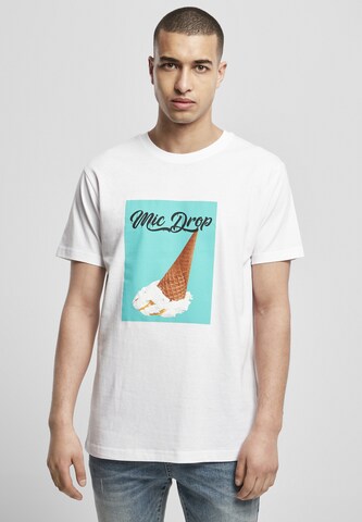 Mister Tee Shirt 'Mic Drop' in White: front