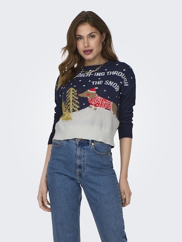 ONLY Pullover 'Xmas Daching' in Blau: predná strana