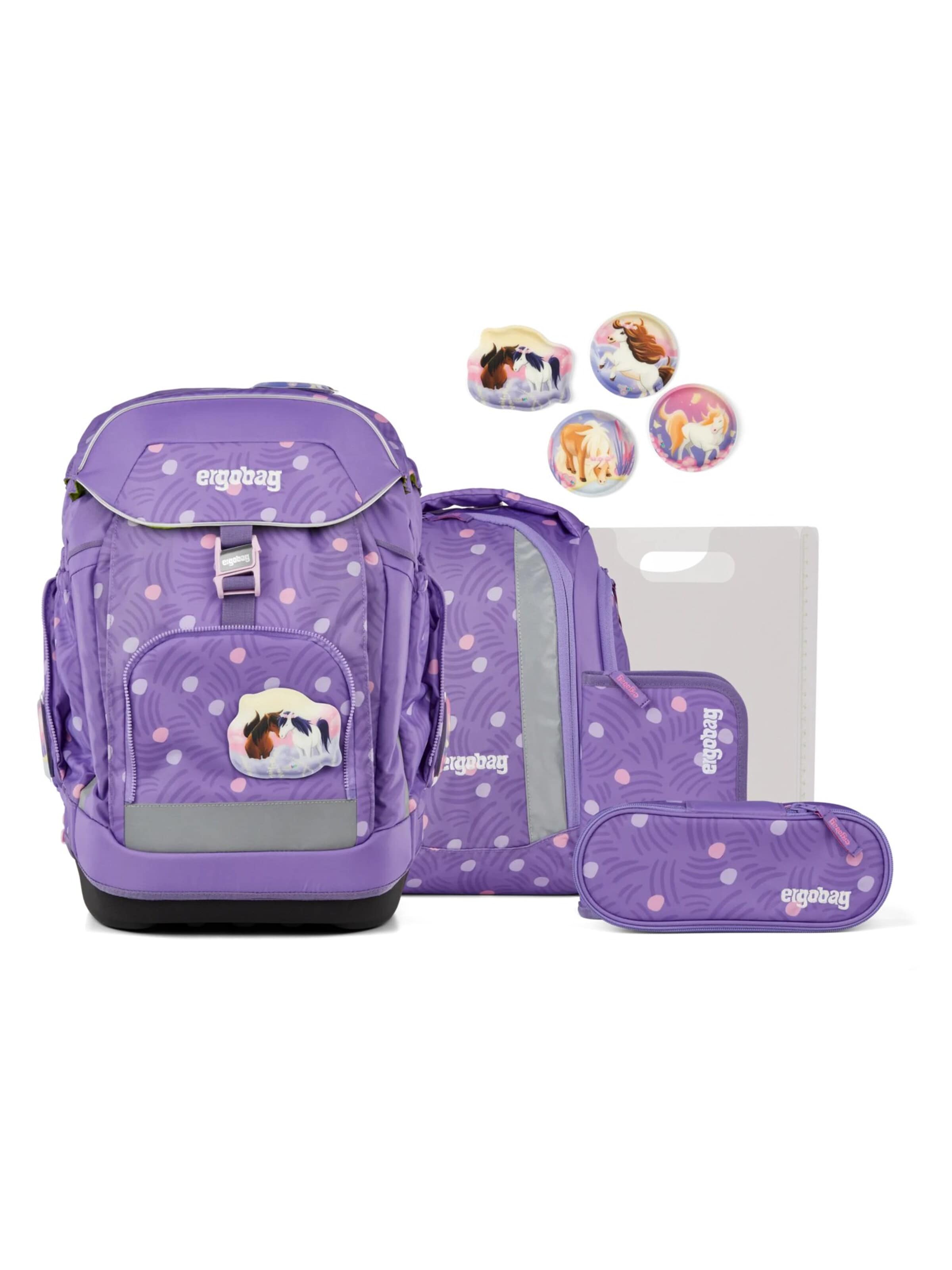 ergobag Backpack 'Schulranzen-Set maxi Set' in Purple: front