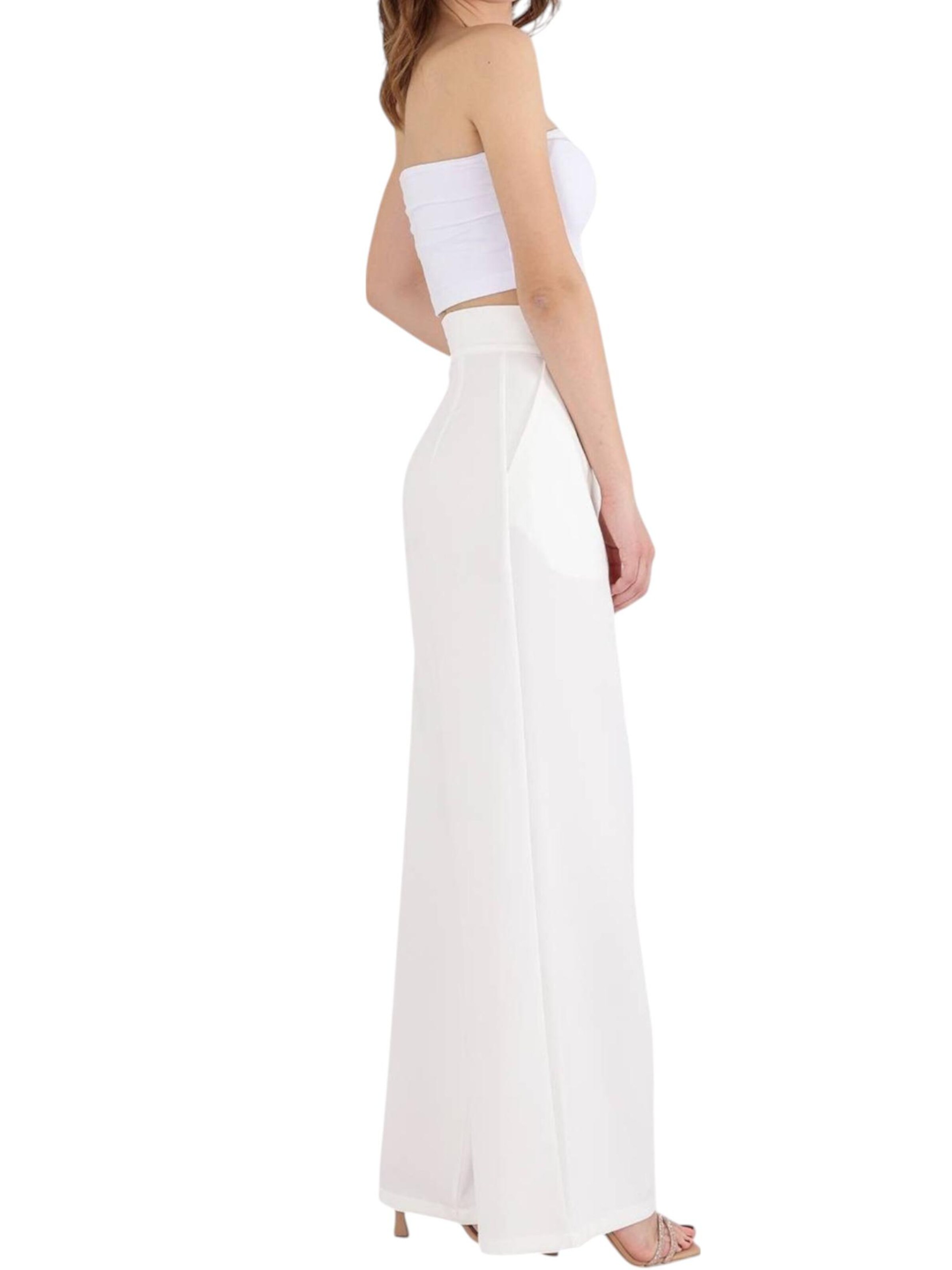 fashionshowcase Wide leg Bandplooibroek 'ALYA' in Wit