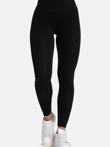Evoni Slim fit Leggings 'aus Baumwolle mit hohem Bund' in Black: front