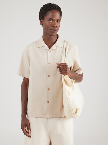 INDICODE JEANS Regular fit Skjorta 'INDrill' i beige: framsida