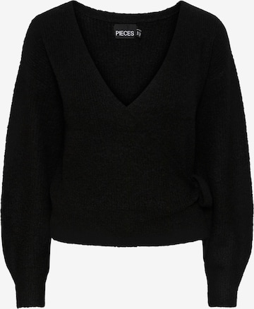 PIECES Knit Cardigan 'ELLEN' in Black: front