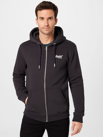 Superdry Sweat jacket in Black: front