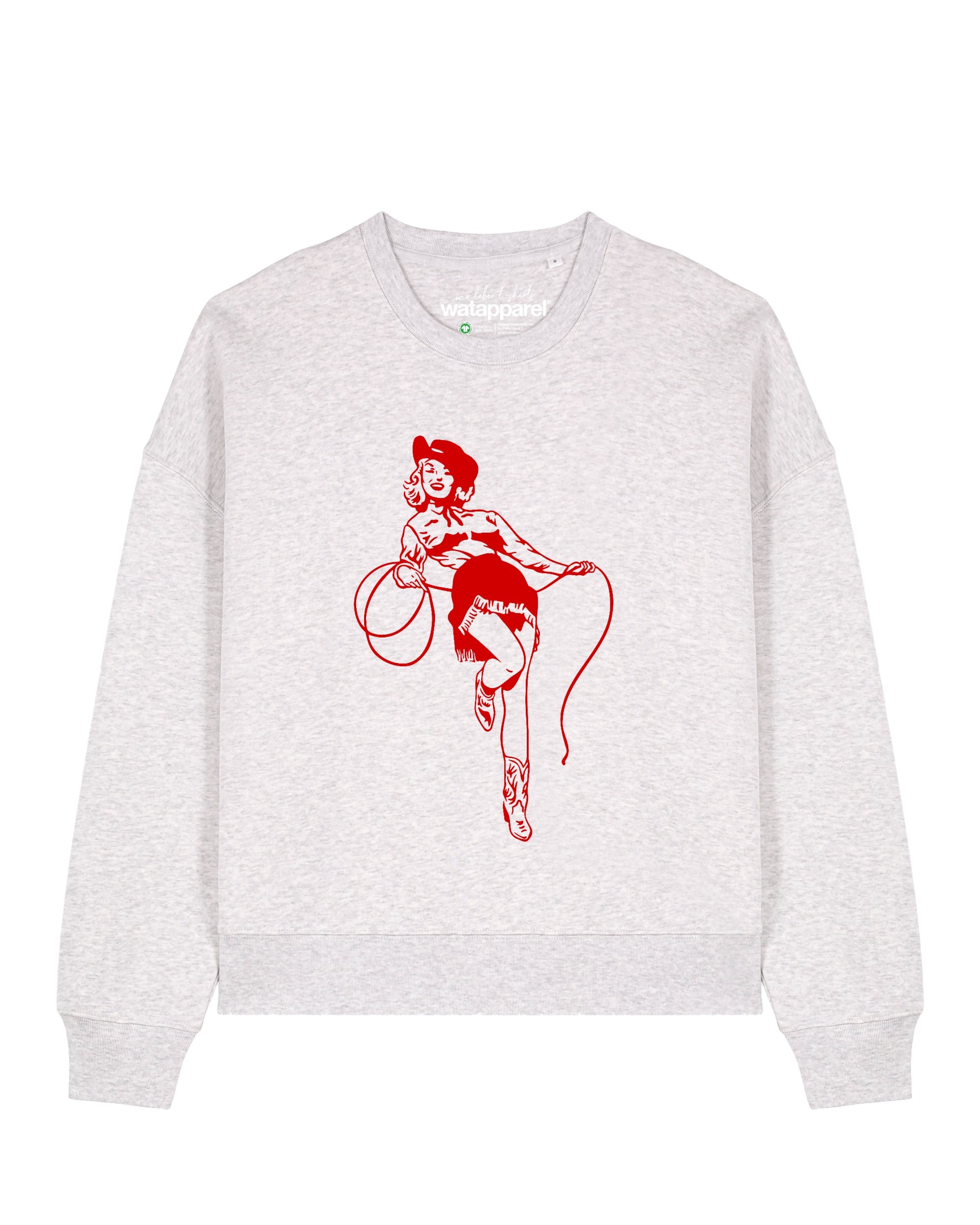 Watapparel Sweatshirt 'Cowgirl ' in Grijs: voorkant