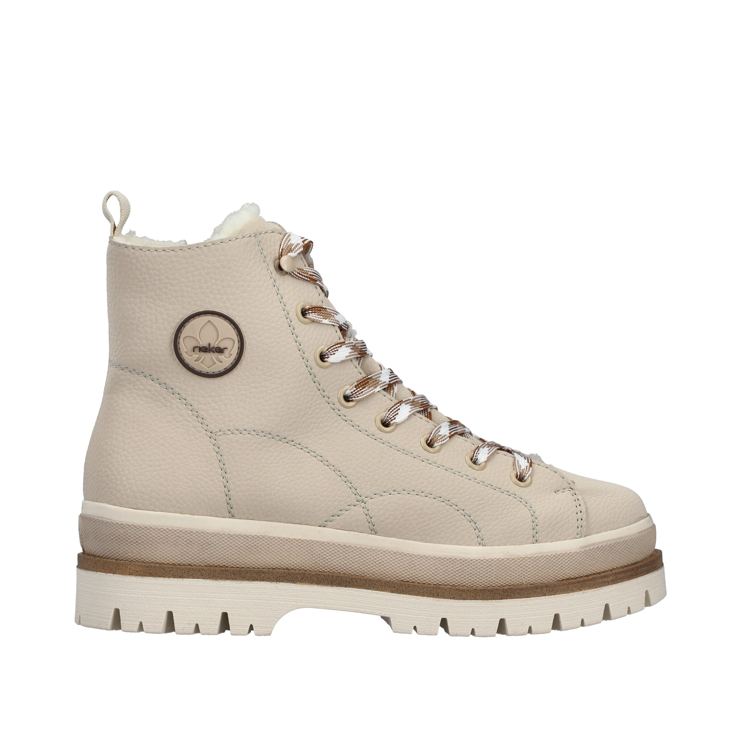 Rieker Lace-Up Ankle Boots in Beige
