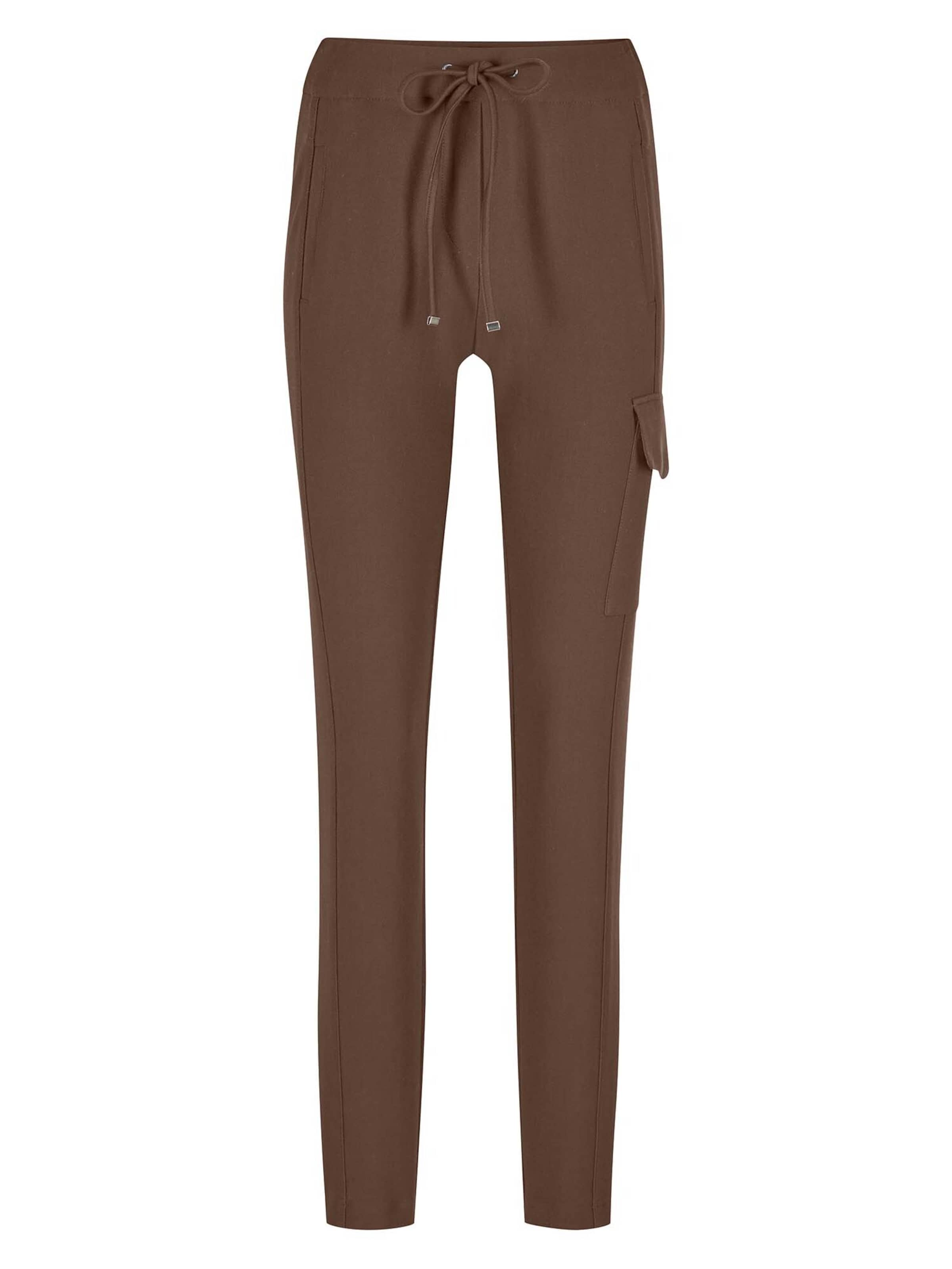 MADELEINE Slimfit Cargobroek in Bruin: voorkant