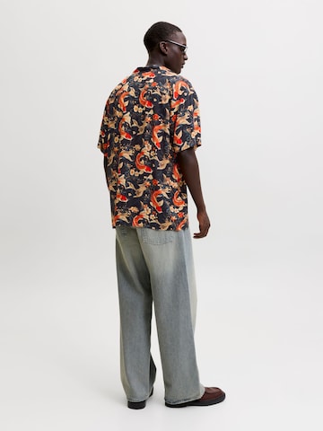 JACK & JONES Regular fit Button Up Shirt 'Hawaii' in Grey