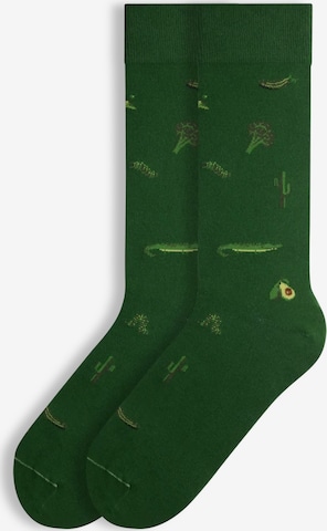 Von Jungfeld Socken 'Signature Icons' in Grün: Vorderseite