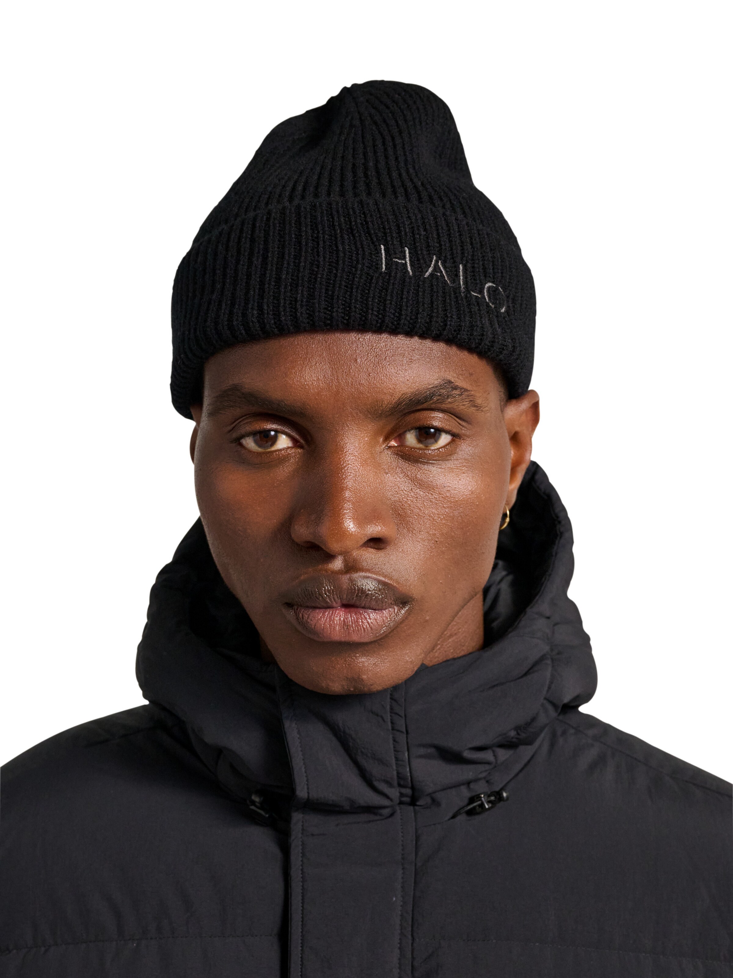 HALO Beanie in Schwarz: Vorderseite