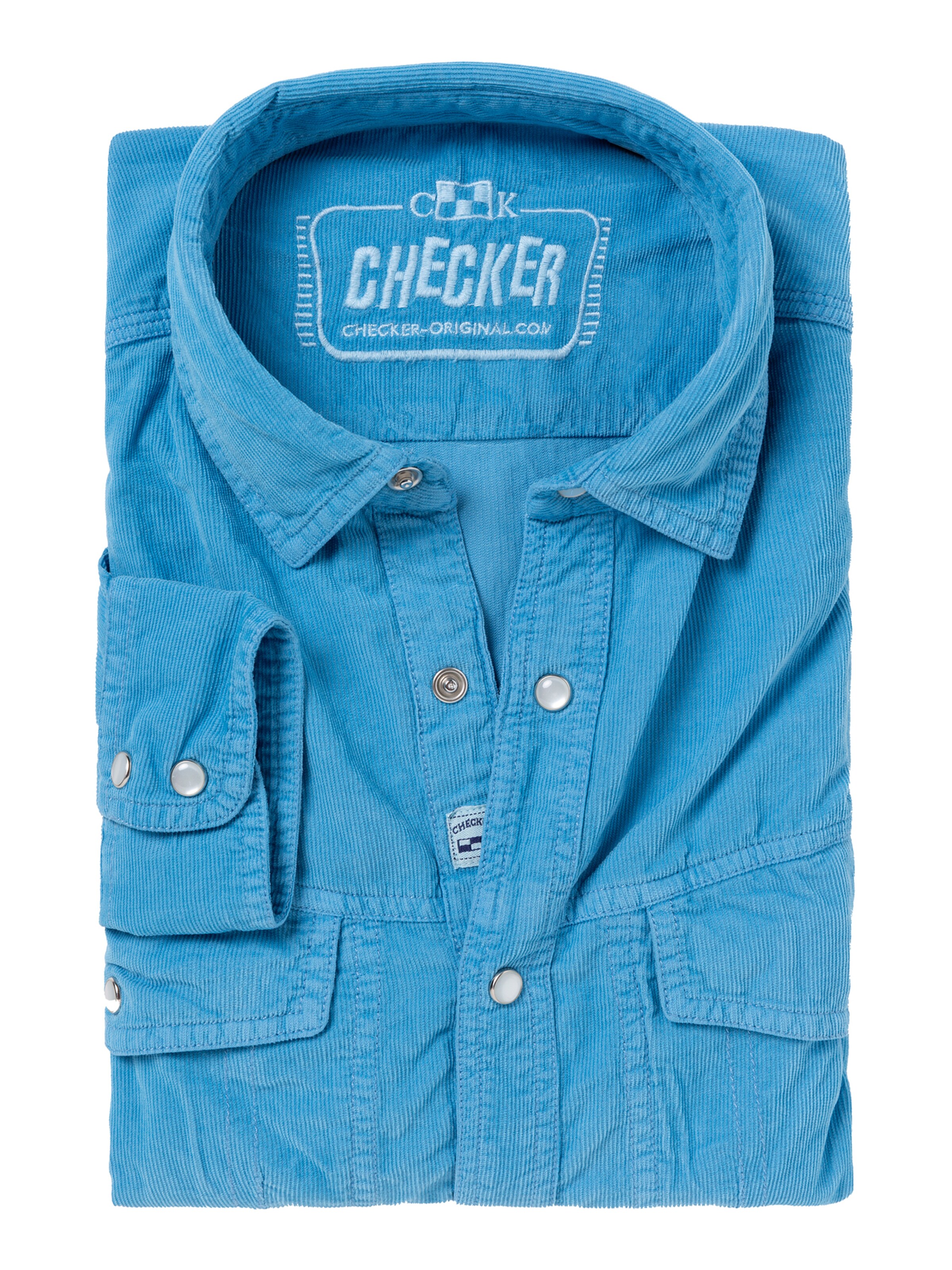 Coupe regular Chemise ' Dynasty Cord ' Checker en bleu