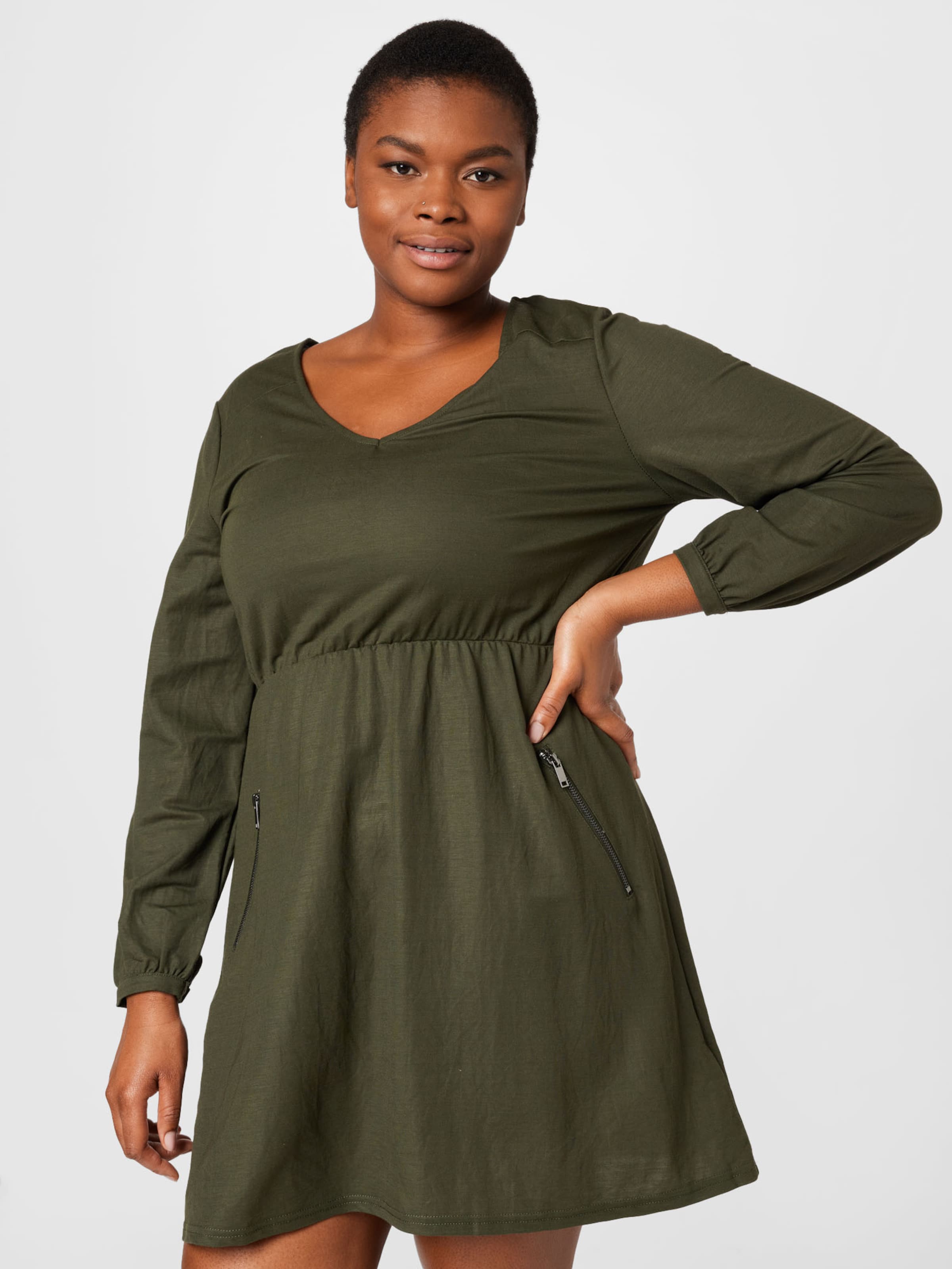 Frauen Große Größen Curvy Kleid 'Samira' in Khaki - RN87965 Frauen Große Größen Curvy Kleid 'Samira' in Khaki - RN87965