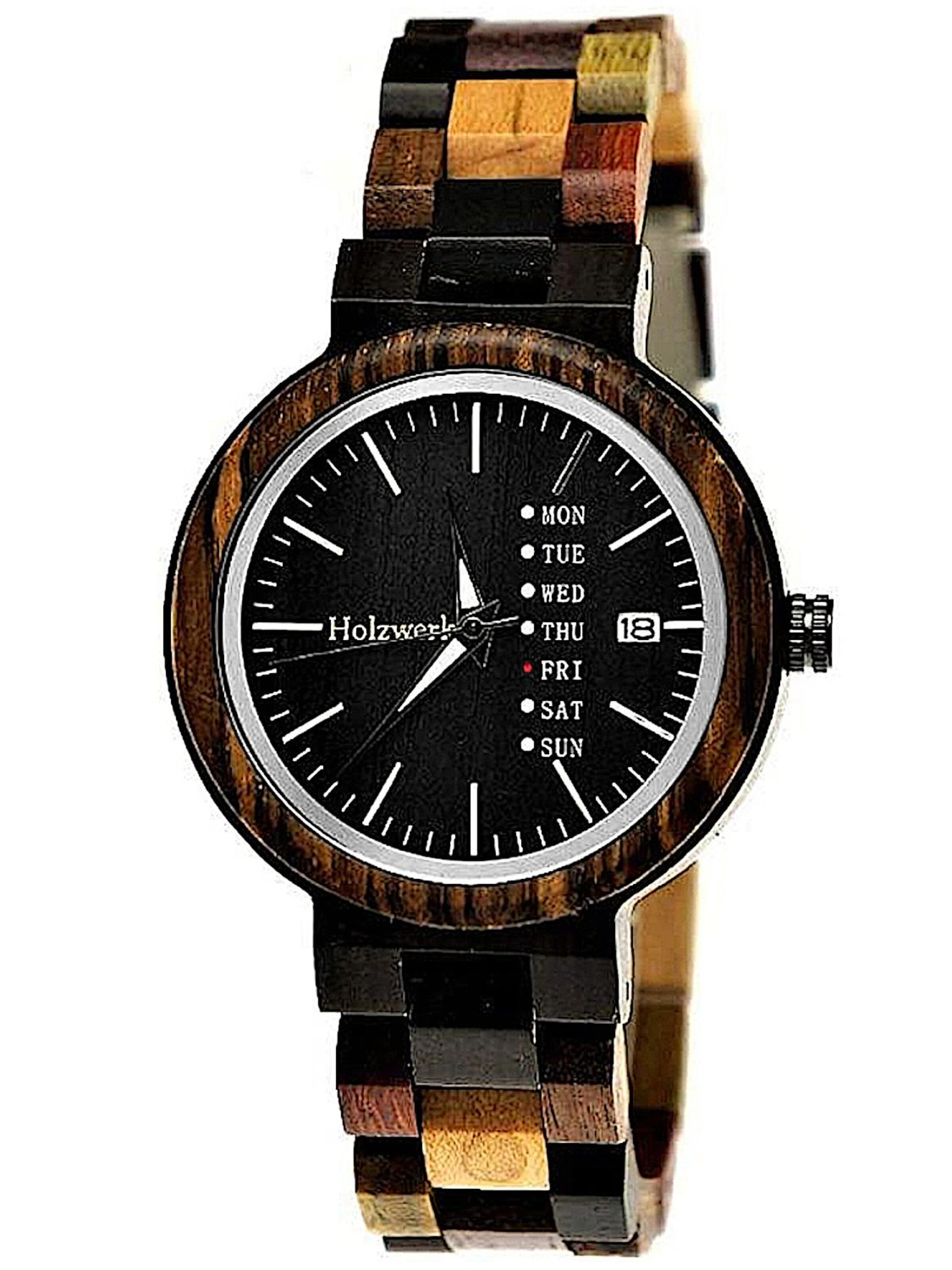 Holzwerk - Reloj analógico 'TEUTONIA' en negro: frente