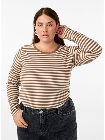 Zizzi Shirt 'CAMANDRINE' in Beige: front