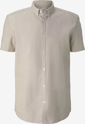 TOM TAILOR DENIM Comfort fit Button Up Shirt in Beige: front