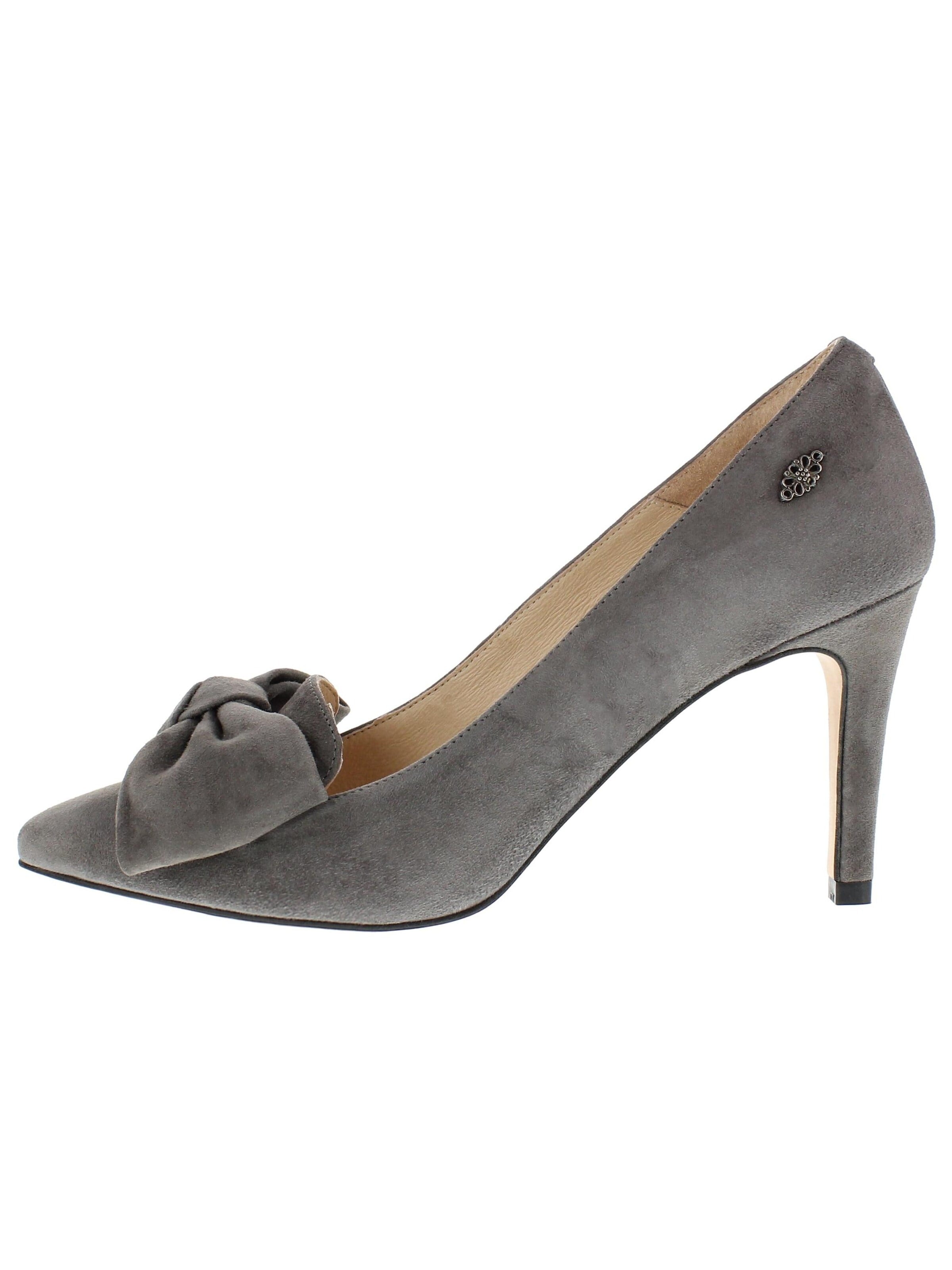 XAVER LUIS Schuhmanufaktur Pumps 'JULE - Spitze Pumps mit großer Schleife'‌‌‌‌‌ in Grau: Vorderseite