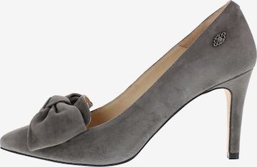 XAVER LUIS Schuhmanufaktur Pumps 'JULE - Spitze Pumps mit großer Schleife' in Grau: Vorderseite