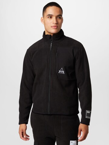 SOS Fleece jas 'Garmisch' in Zwart: voorkant