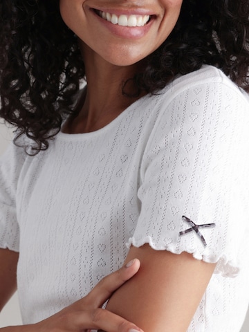 Hey Honey Shirt 'T-Shirt Pointelle' in Wit