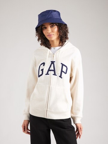 GAP Zip-Up Hoodie 'HERITAGE' in Beige: front