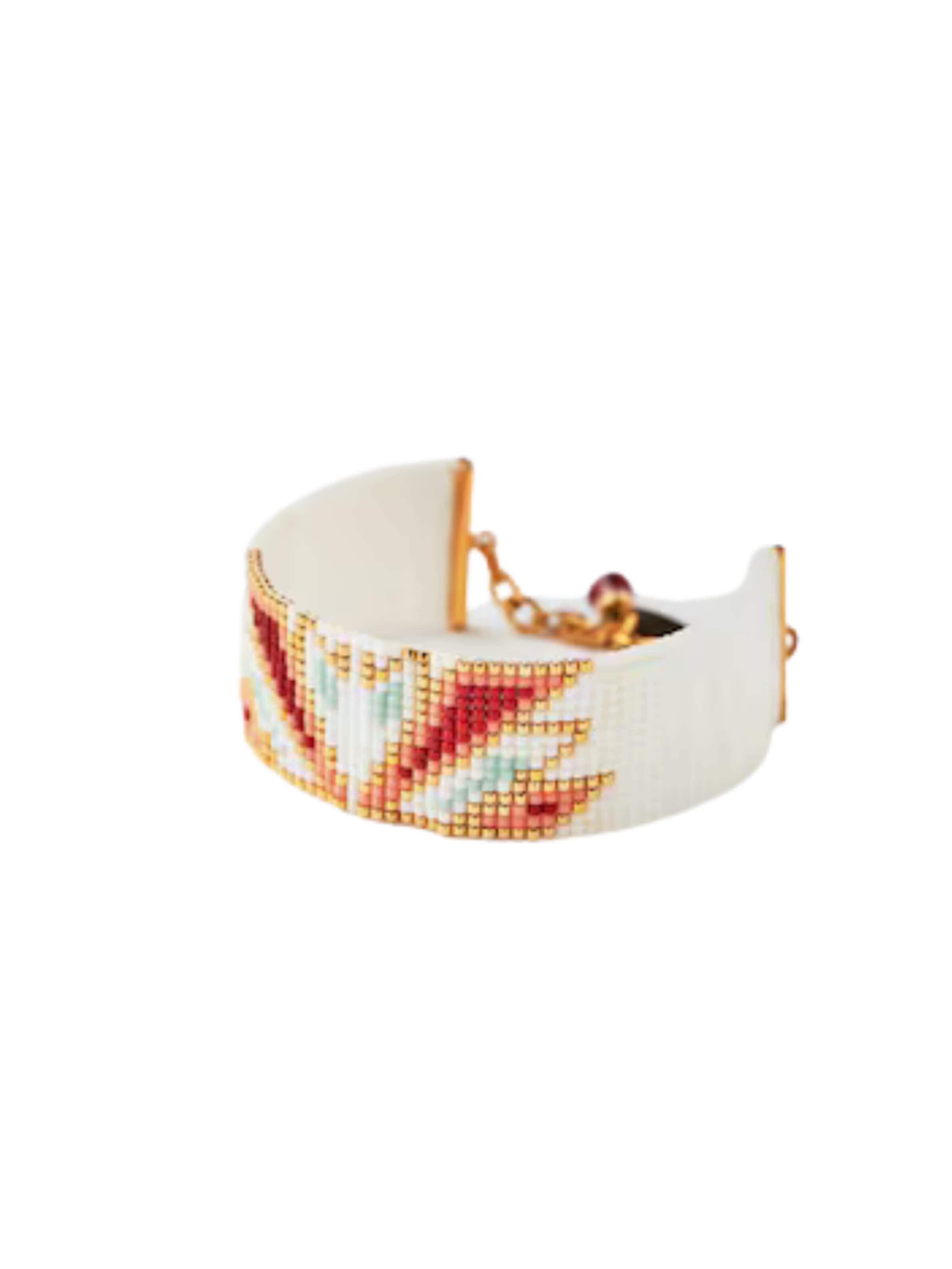 Bracelet 'Miyuki Loom Stitched Swan' THE GEM STORIES JEWELRY en rouge : devant