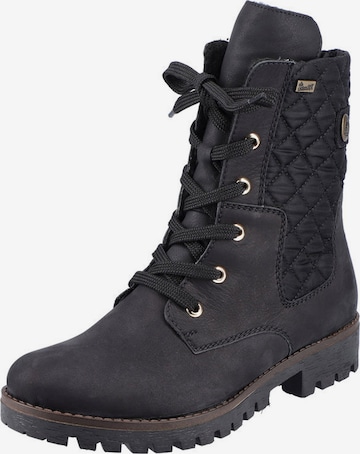 Rieker Lace-Up Ankle Boots in Black: front