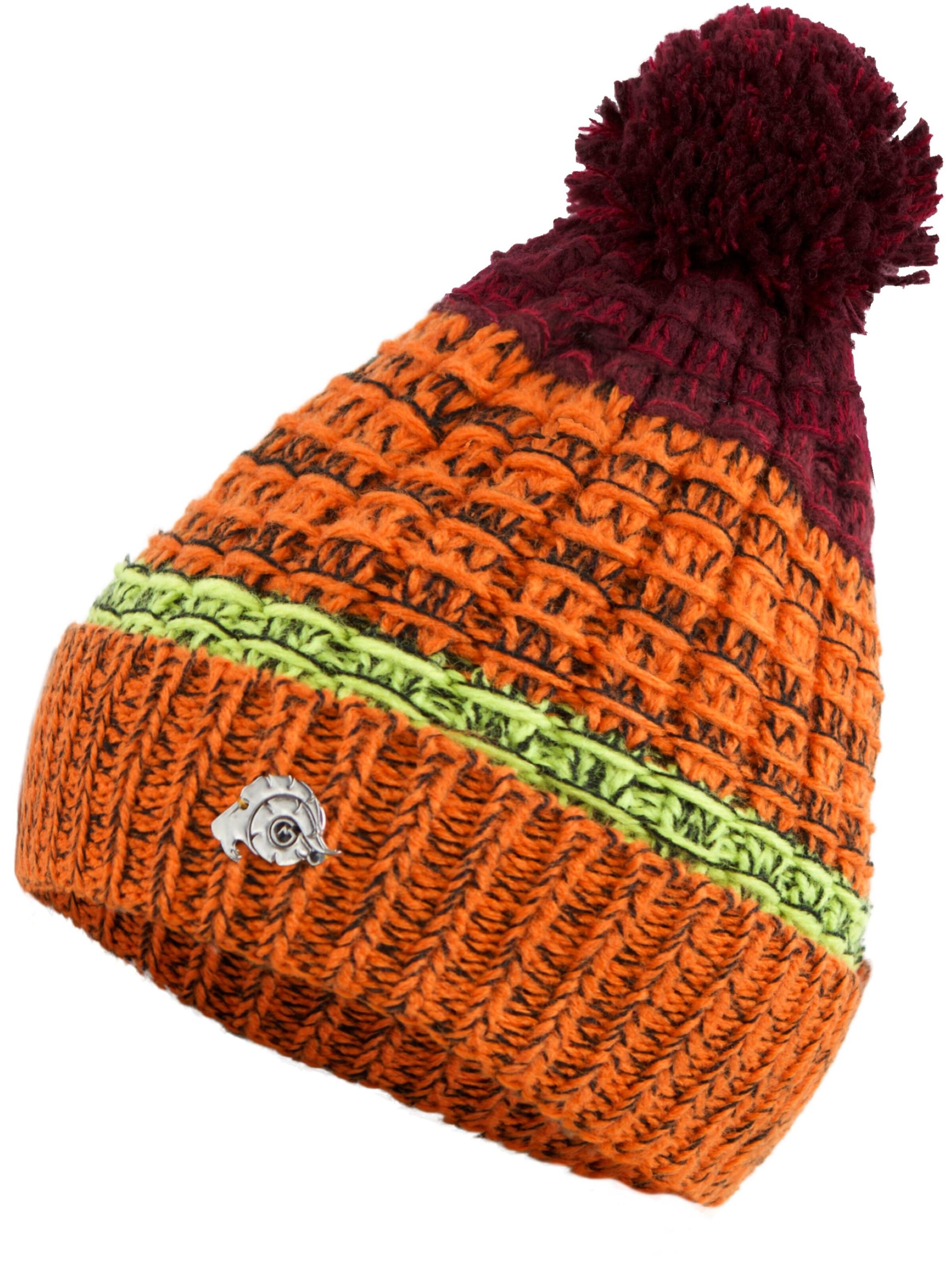 Guggen Mountain Mütze 'Mütze K109 Wintermütze mit Bommel und leichtem Fleecefutter' in orange, Produktansicht