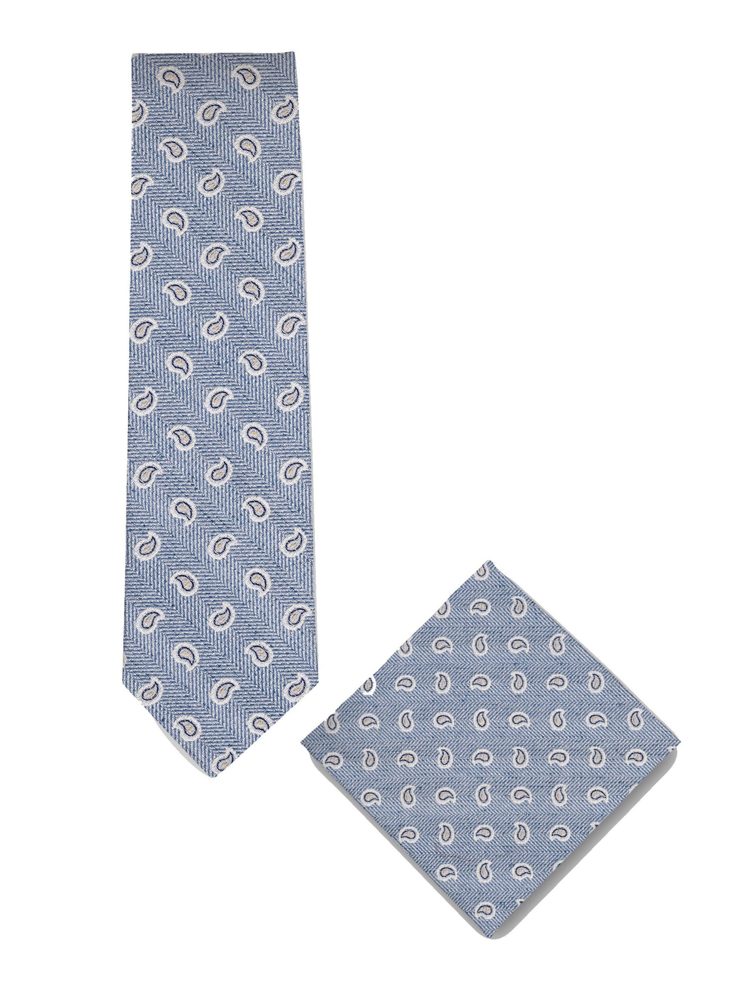 Real Guys Set Krawatte mit Einstecktuch in Blau: Vorderseite