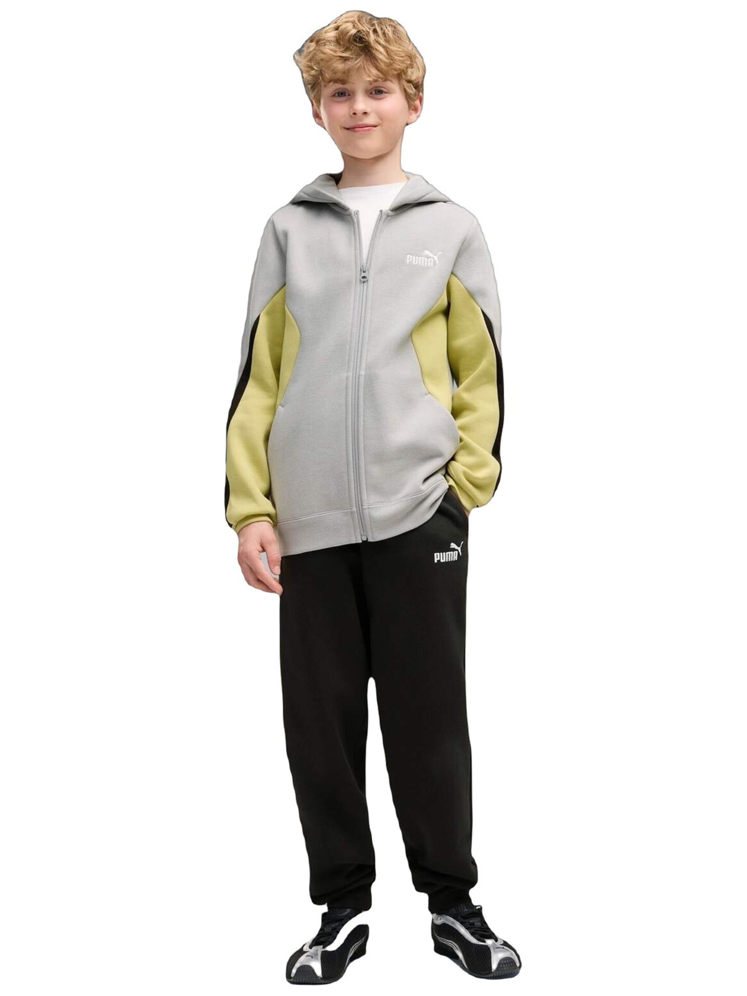 Giacca di felpa 'Puma Ess Block Full-zip Sweat Suit B' di PUMA in grigio: frontale
