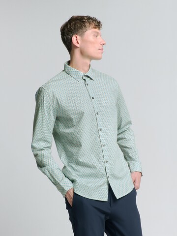 No Excess Slim fit Overhemd in Groen: voorkant