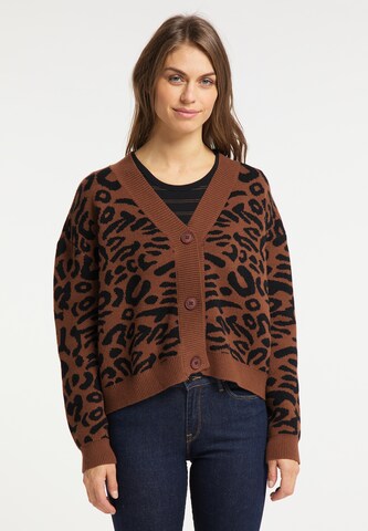 Usha Knit Cardigan in Brown: front