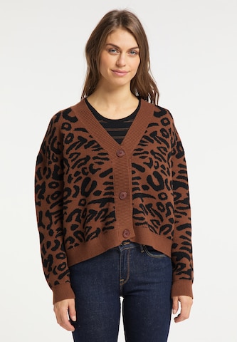 Usha Knit Cardigan in Brown: front