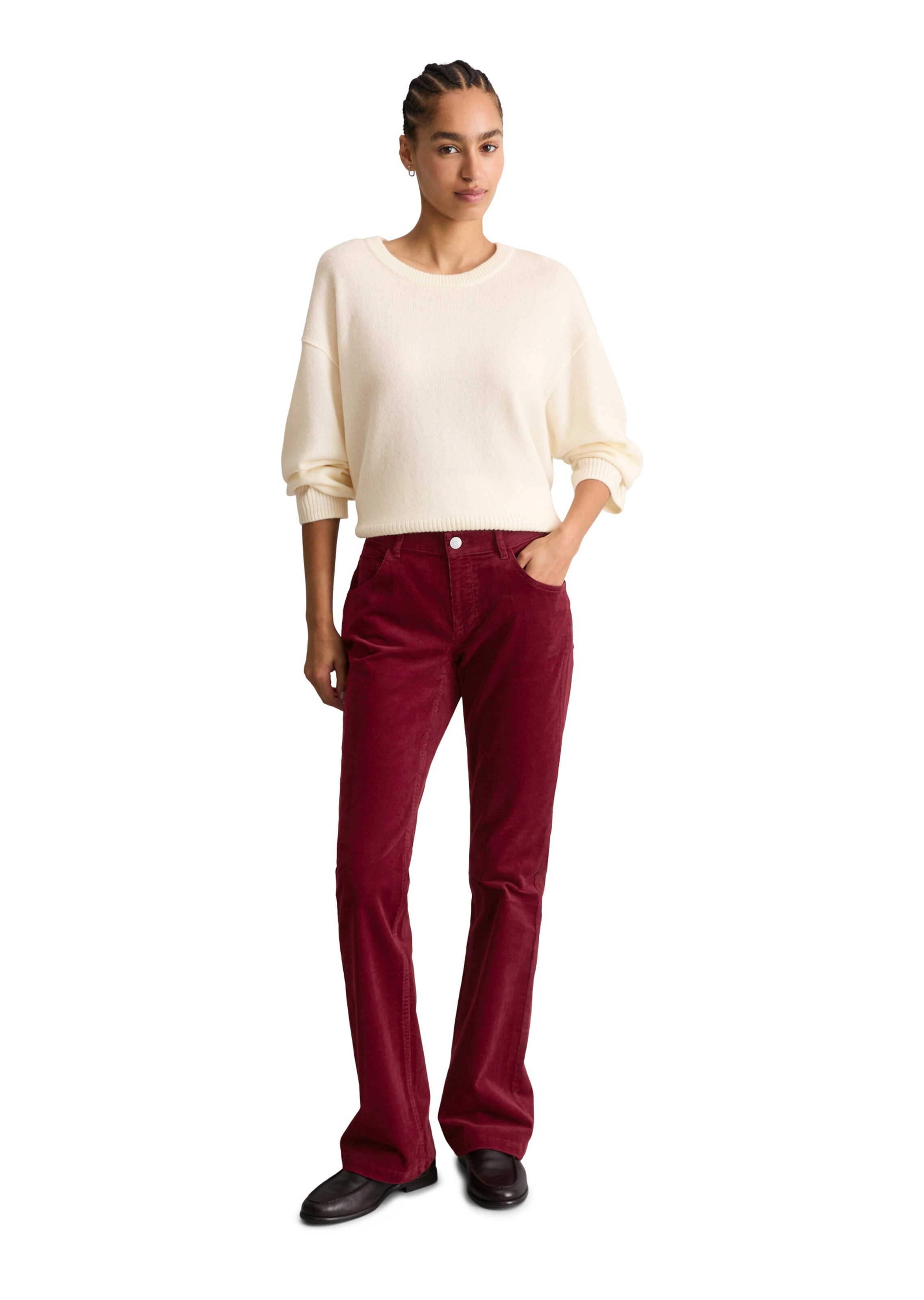 Marc O'Polo DENIM Bootcut Broek ' Nella ' in Rood: voorkant