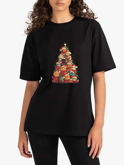 GORHEY T-shirt 'Women's Festival Cotton Summer T-Shirt with Christmas Tree Print' en noir, Vue avec produit