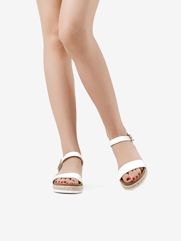 Dream Pairs Sandal 'Damen-Espadrille-Sandalen mit Knöchelriemen und Plateauabsatz' in White
