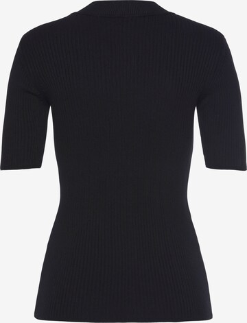 LASCANA Kurzarmpullover in Schwarz