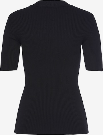 LASCANA Kurzarmpullover in Schwarz