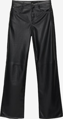 Pull&Bearregular Hlače - crna boja: prednji dio