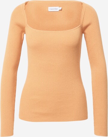 T-shirt Calvin Klein en orange : devant