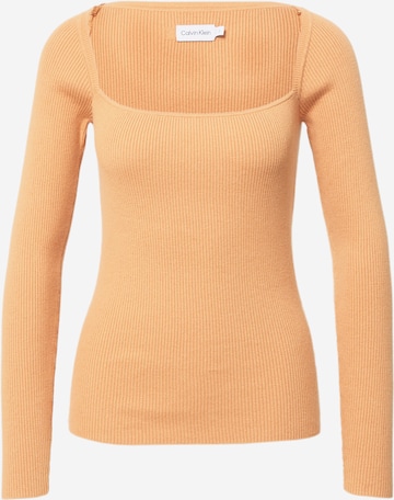 T-shirt Calvin Klein en orange : devant