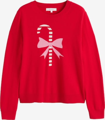 Chinti & Parker Svetr 'Candy Cane' – červená: přední strana