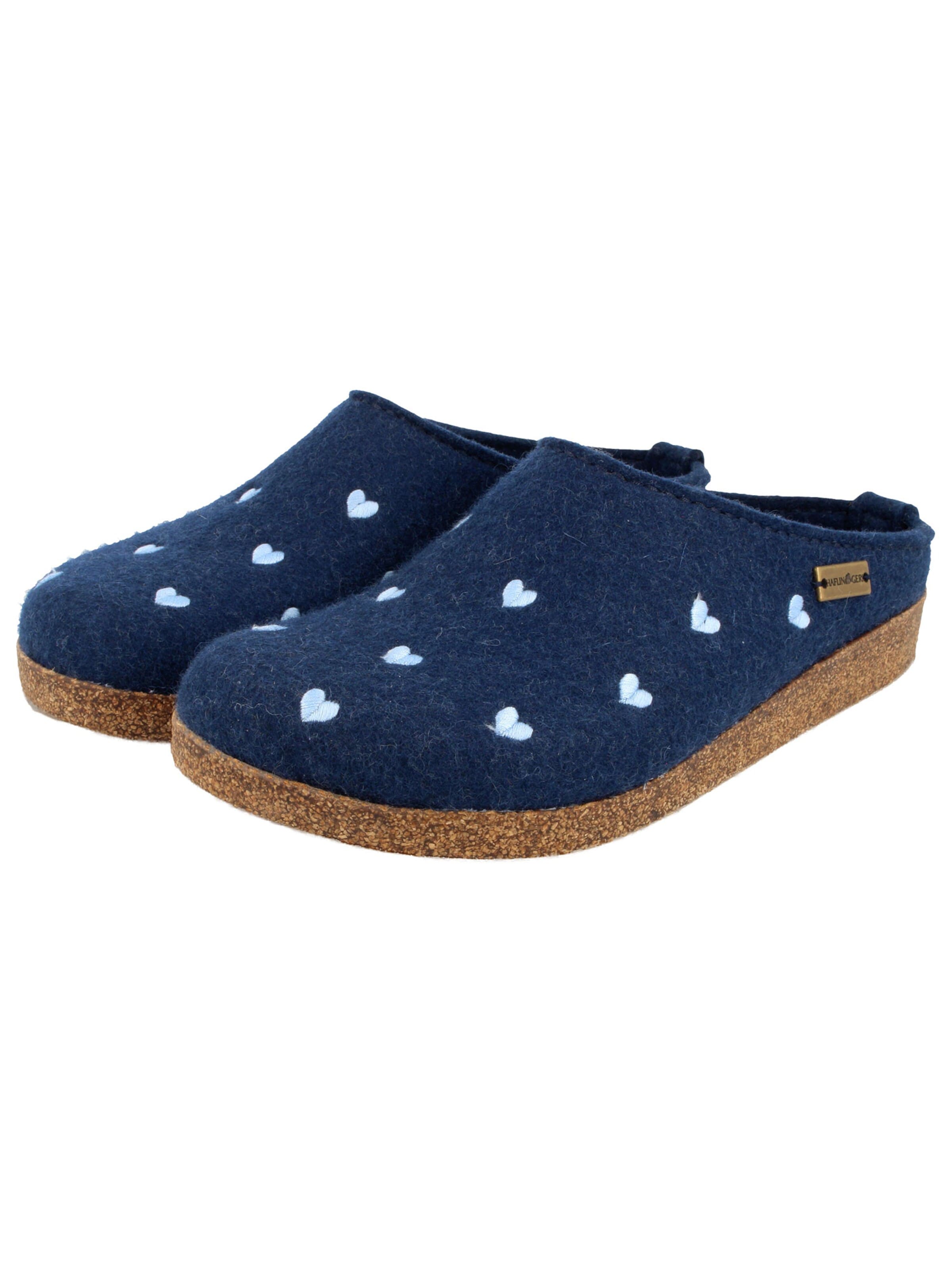 HAFLINGER Slippers 'Grizzly Cuoricini' in Blue