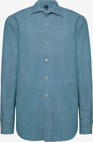 Coupe regular Chemise Boggi Milano en bleu : devant