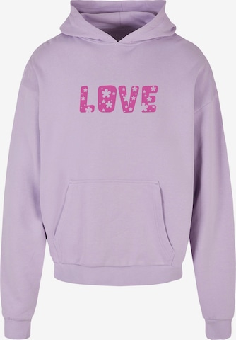 Merchcode Sweatshirt 'Valentines Day - Flowers Love' in Lila: voorkant