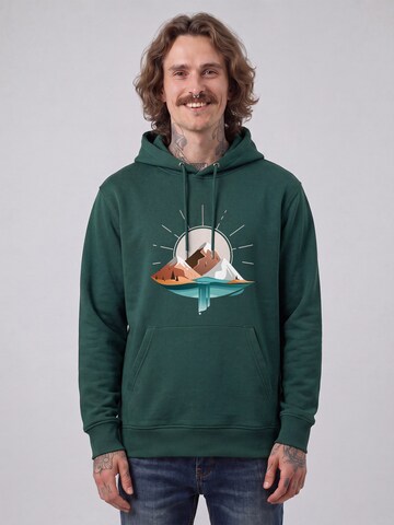 Felpa 'Sunrise & Lake' di Watapparel in verde: frontale